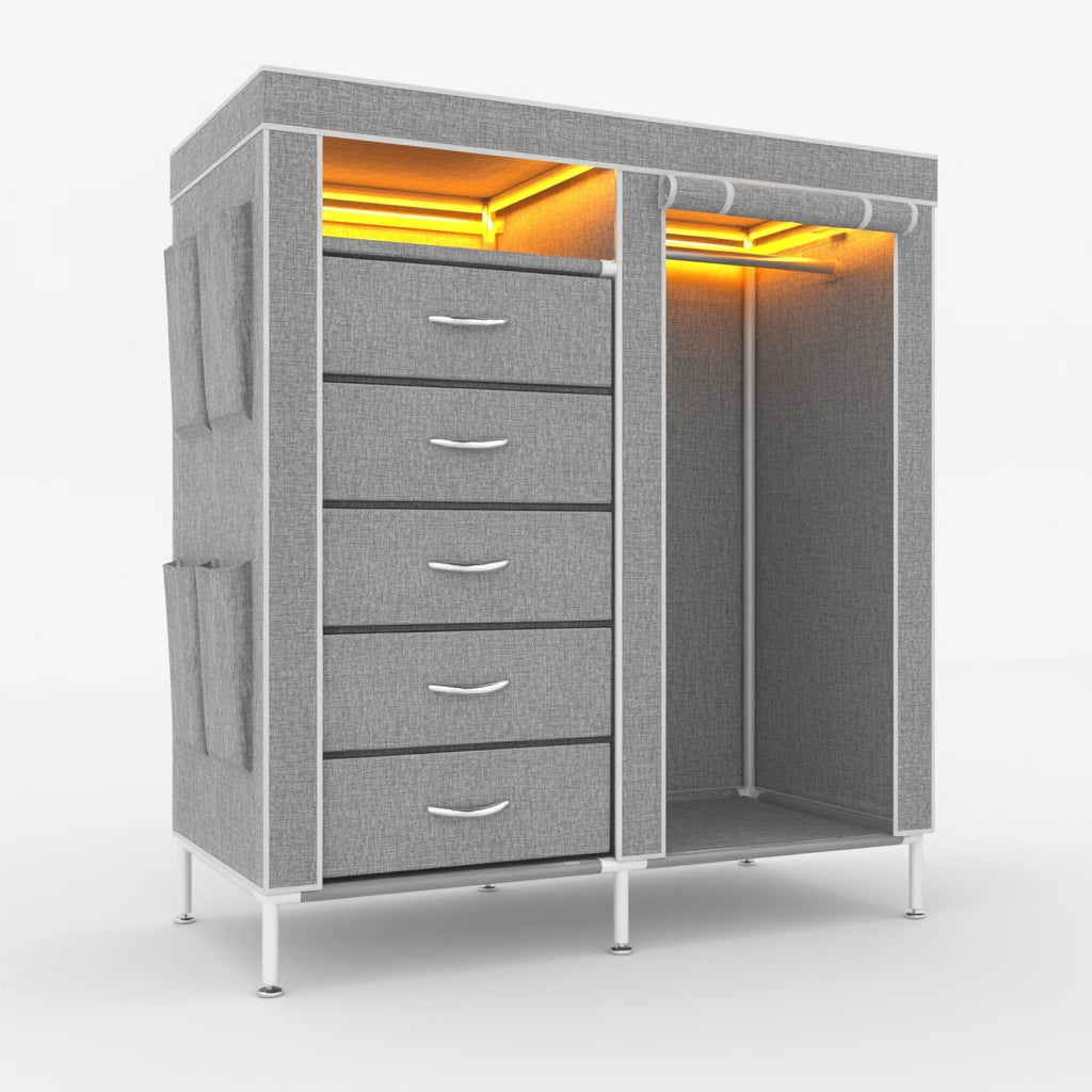 Set stoffen opbergboxen met stoffen bekleding, kleur lichtgrijs