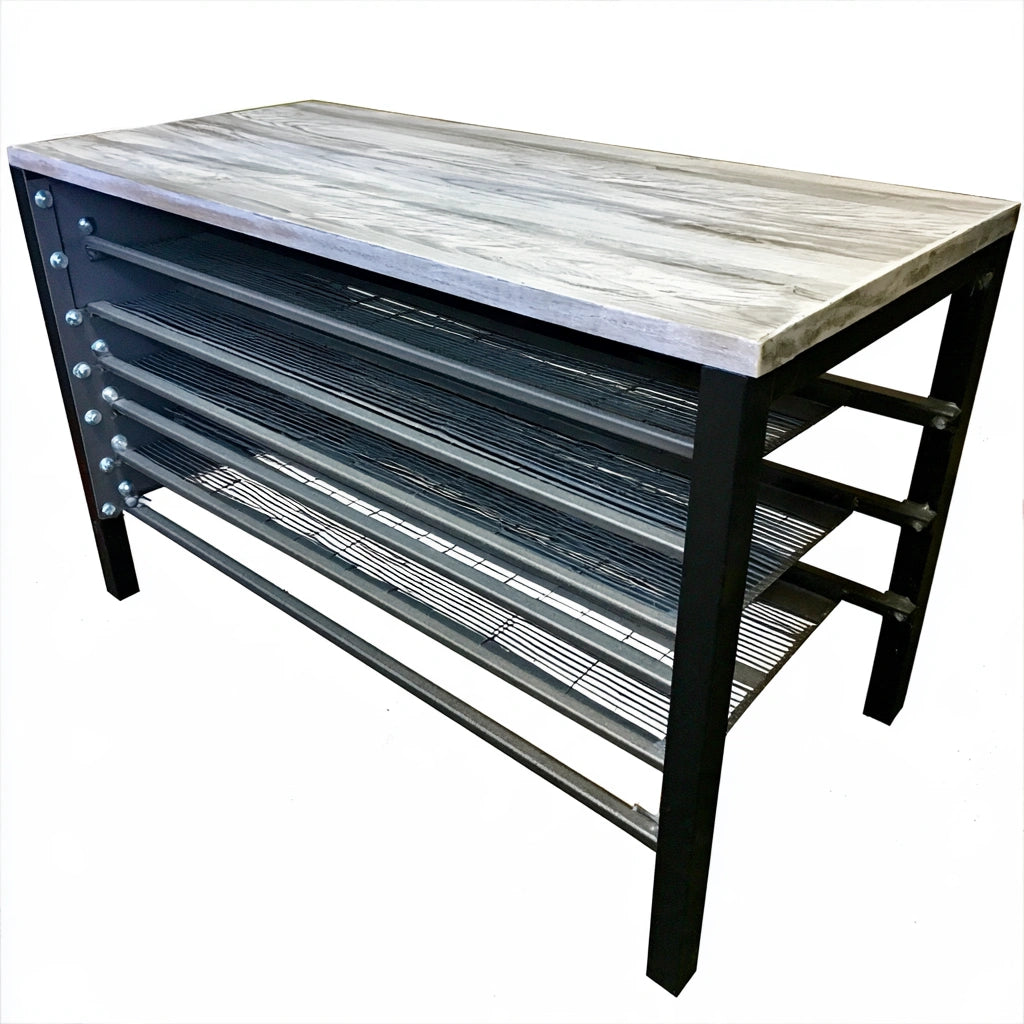 Industrial-style white shoe rack by Bartopbase, showcasing a sleek and functional design for home and garden storage.