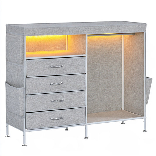 Set stoffen opbergboxen met stoffen bekleding, kleur lichtgrijs