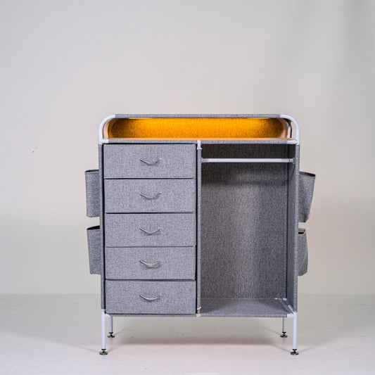 Set stoffen opbergboxen met stoffen bekleding, kleur lichtgrijs