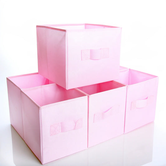 Set stoffen opbergboxen, kleur roze