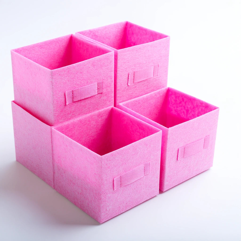 Set stoffen opbergboxen, kleur roze