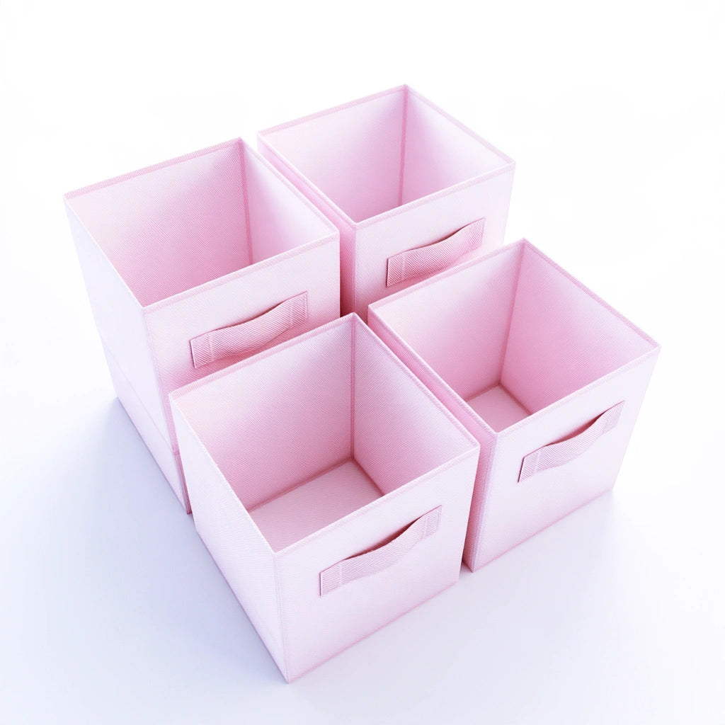 Set stoffen opbergboxen, kleur roze