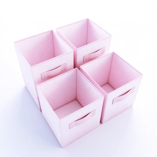 Set stoffen opbergboxen, kleur roze