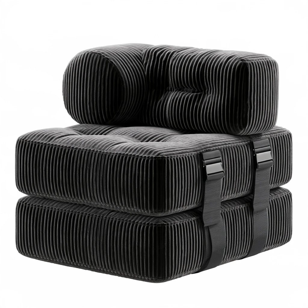 Accentfauteuil met ribfluwelen bekleding, kleur zwart