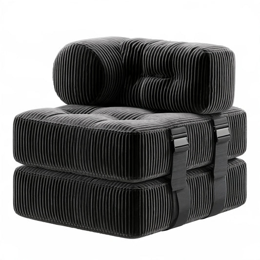 Accentfauteuil met ribfluwelen bekleding, kleur zwart