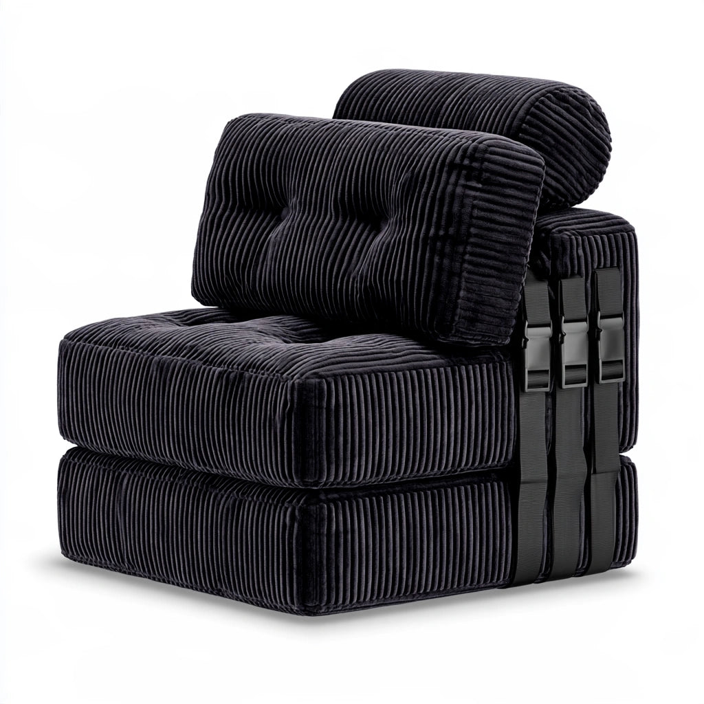 Accentfauteuil met ribfluwelen bekleding, kleur zwart