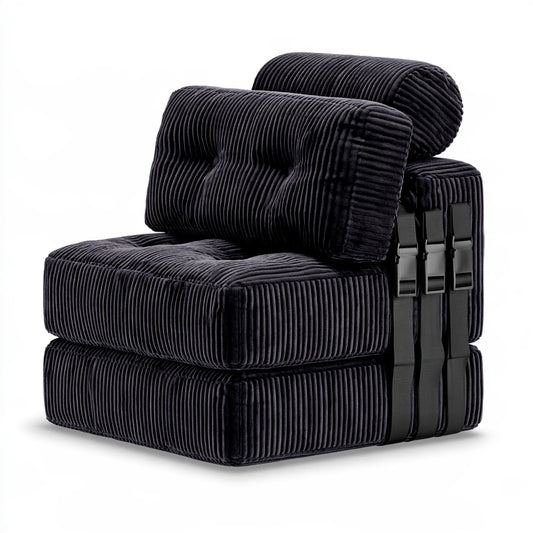 Accentfauteuil met ribfluwelen bekleding, kleur zwart