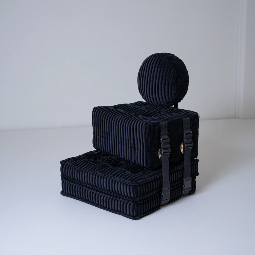 Accentfauteuil met ribfluwelen bekleding, kleur zwart