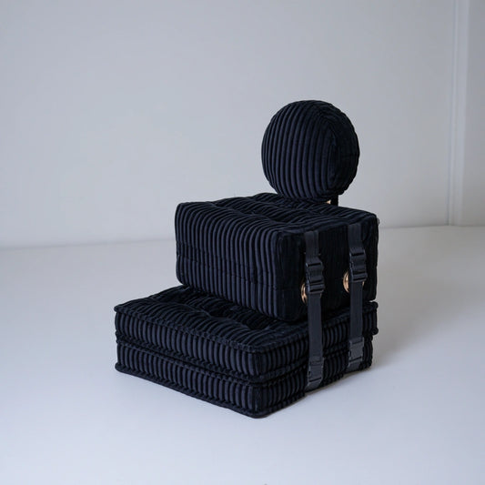 Accentfauteuil met ribfluwelen bekleding, kleur zwart