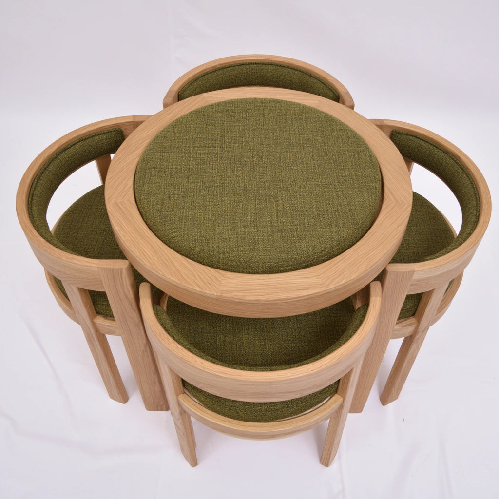 Eetkamerset met tafel en stoelen van hout, kleur naturelbruin