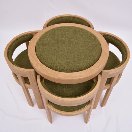 Eetkamerset met tafel en stoelen van hout, kleur naturelbruin